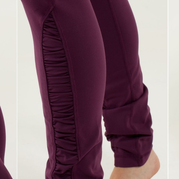 Lululemon City Pulse Pant. Plum / Burgundy color. Size 8. 27" inseam. Ruffled. - Picture 1 of 13